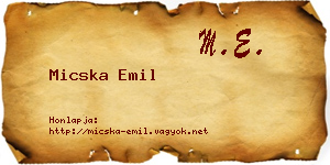 Micska Emil névjegykártya